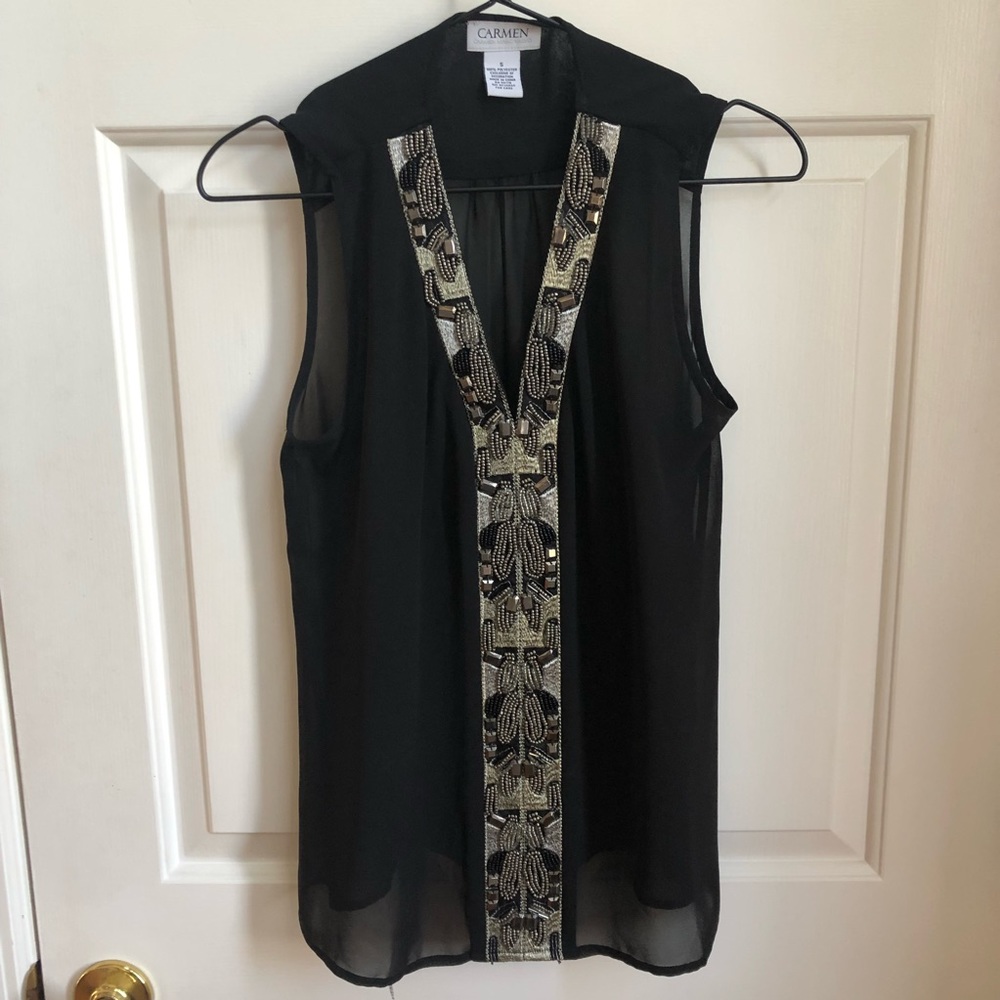 Carmen Marc Valvo beaded top